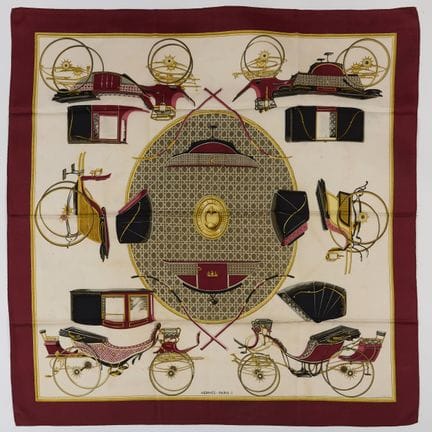 HERMÈS "Les voitures à transformation".
Silk twill
