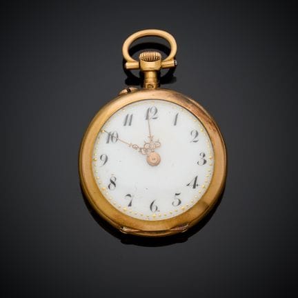 Montre de col en or jaune et gris 750 millièmes, c