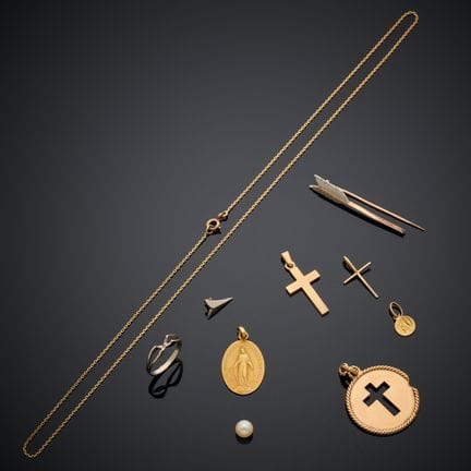 Ensemble de bijoux en or jaune et gris 750 millièm