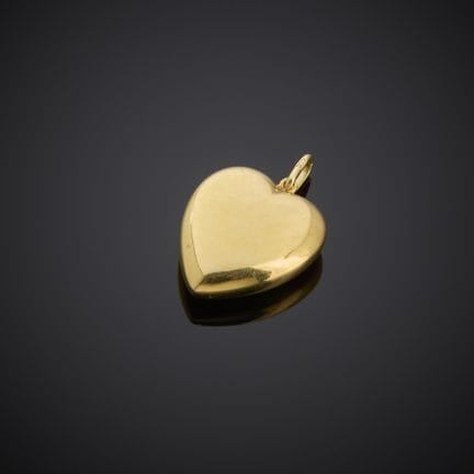 Pendentif cœur en or jaune 585 millièmes (creux).
