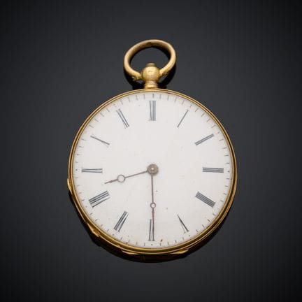 Montre de poche en or jaune 750 millièmes, cadran 