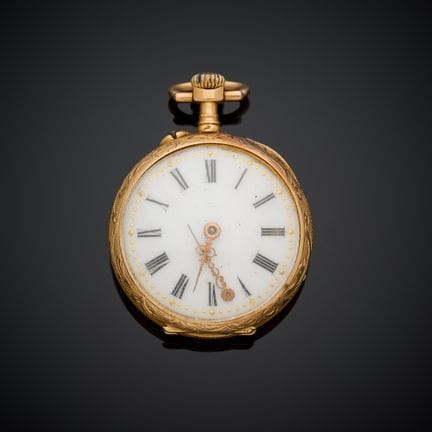Montre de col en or jaune 750 millièmes, cadran ém