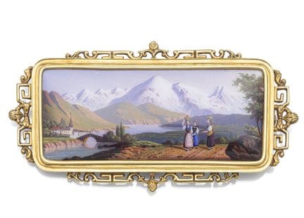 Feine Schweizer Emaille-Brosche "St. Martin"
Jacqu