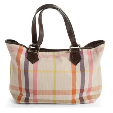 BURBERRY CANVAS RAINBOW CHECKERED SHOULDER BAG/TOT