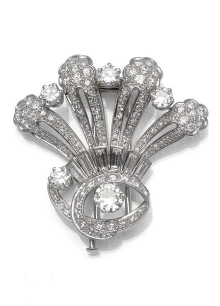 Brillant Brosche
50er

4,0 x 4,1 cm

950/000 Plati