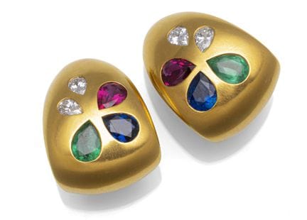 Boucles d'oreilles à clip ornées de pierres précie