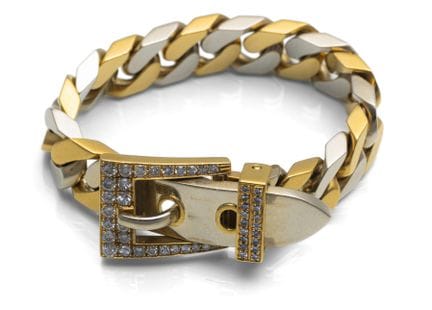 Bracelet à maillons avec boucle sertie de diamants