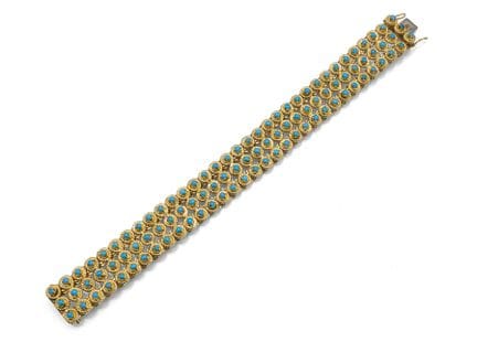 Bracelet en or avec des turquoises
L. 18,5 cm / l.