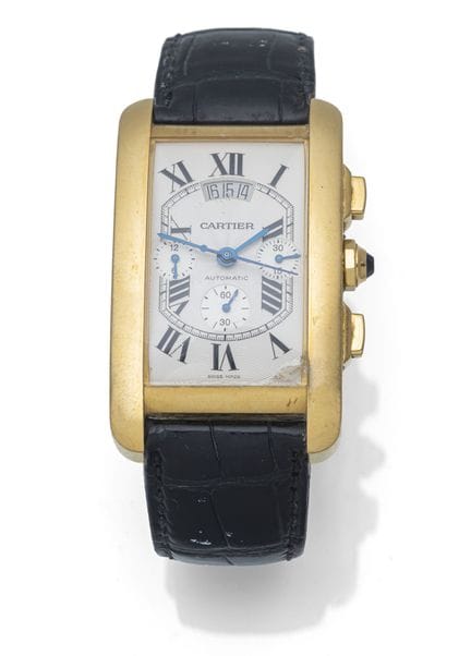 卡地亚（CARTIER）男士腕表“Tank American”计时码表
约1990年

3.1 × 