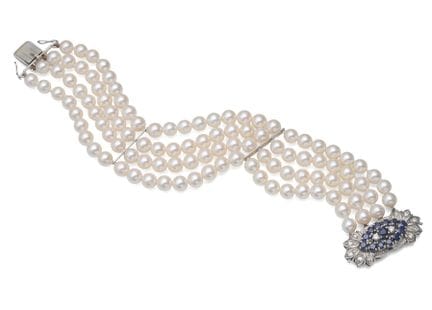 Perlenarmband
L. 19 cm / B. 2,5 cm

750/000 Weißgo