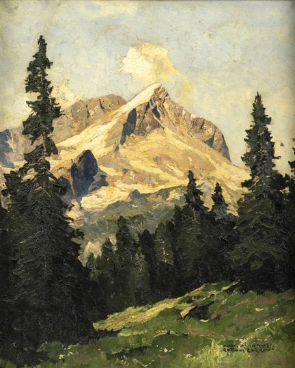 汉斯-莫鲁斯
慕尼黑 1901 - 1942

80 x 65 厘米

"阿尔卑斯山布面油画，背面有