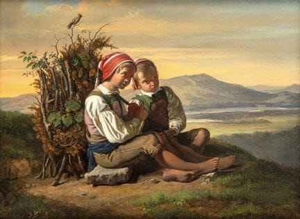蒂尔，约翰二世
维也纳 1827 — 1894

43 × 54 厘米

两名年轻的拾柴者正在休息。