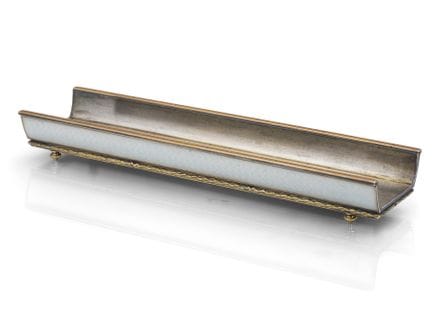 A FABERGE GOLD MOUNTED AND ENAMELLED SILVER PEN HO
