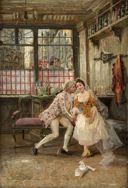 哈姆扎，约翰
特尔奇（摩拉维亚）1850年—维也纳1927年

55 × 38 厘米

餐厅中的浪漫