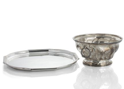 A SILVER BOWL AND A SERVING DISH
Germany, 1st thir
