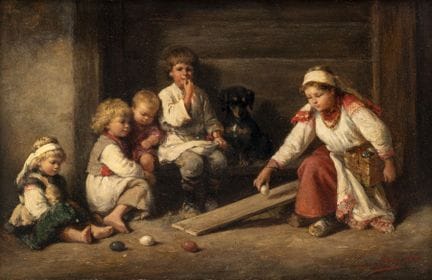 比尔，威廉·阿曼杜斯
法兰克福（美因河畔）1837年—1907年

18 × 28.8 厘米

嬉戏