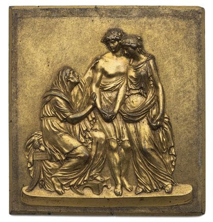 Relief en bronze représentant une scène mythologiq