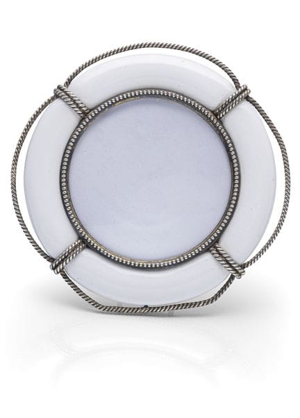 A FINE ENAMEL AND SILVER FAME IN THE SHAPE OF A LI