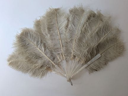 Fan with palmette motifs; mother-of-pearl ribs ado