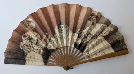 Folded fan with wooden ribs and a paper panel feat