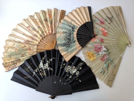 A set of four fans consisting of: 
- A folding fan