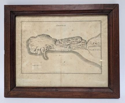 Plano antiguo de Grandville. Enmarcado. Manchas y 