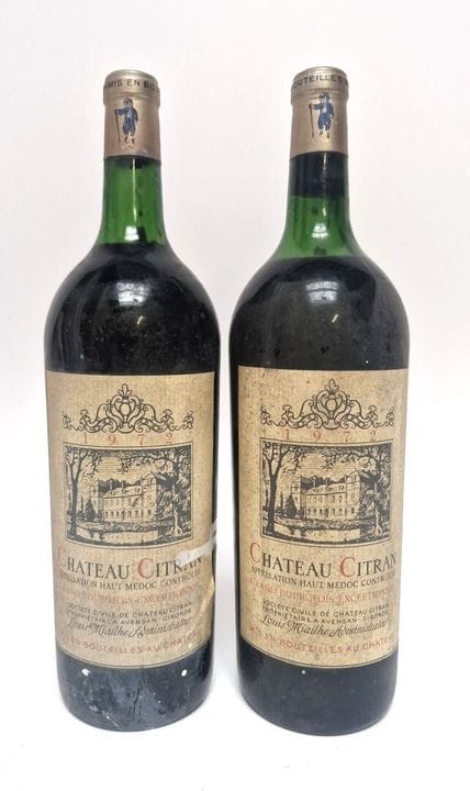 Dos botellas magnum de Château CITRAN de 1972, Hau