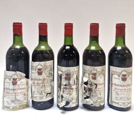 Cinco botellas de Château des MOINES de 1983, Mont