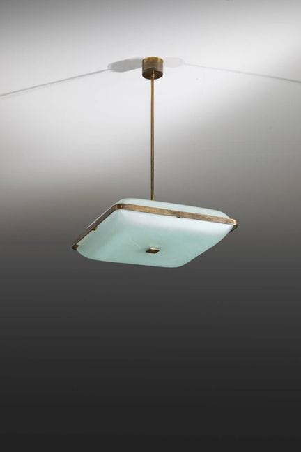 FONTANA ARTE
吊灯
黄铜框架与磨砂玻璃。
Fontana Arte 出品，20世纪50年