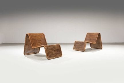 蒂托·阿尼奥利
P3系列双人扶手椅
藤条框架。
20世纪60年代
67×60×100厘米