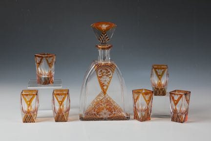 Service à liqueur en 7 pièces de l'école du verre 