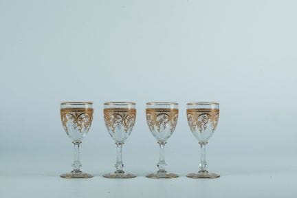 Quatre verres à liqueur, États-Unis, vers 1900. Ve