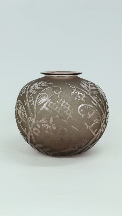 Vase sphérique « Oiseaux grandes » Daum Frères, Na