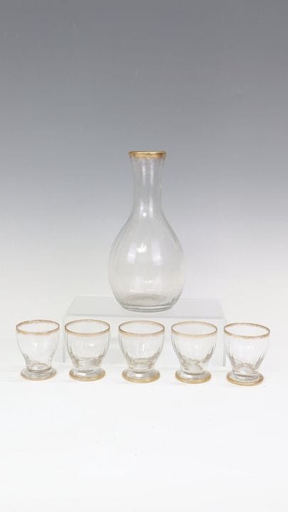 Carafe et cinq coupes à pied Daum Frères, Nancy, v
