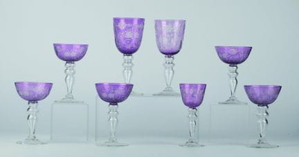 Huit verres à boire Frederick Carder, Steuben Glas