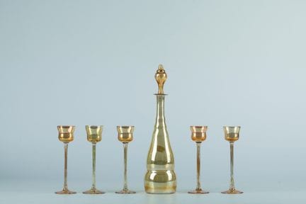 Service à liqueur : carafe avec cinq verres, ateli