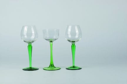 Trois verres à vin, probablement dessinés par Wilh
