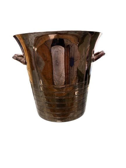 Cubitera para champán de metal plateado, con dos a