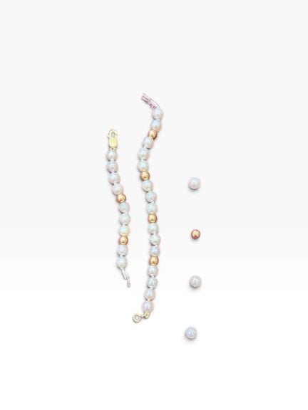 Pulsera de perlas blancas y perlas de oro amarillo