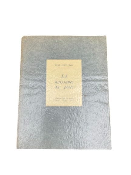 克洛（雷内-让）。《诗人的诞生》。巴黎，G.L.M.出版社，1936年，四开本，3页散页，带印刷封面