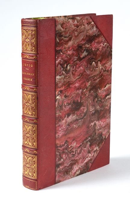 德福（丹尼尔）。《鲁滨逊漂流记》。新译本。巴黎，富尔尼耶出版社，1840年，八开本，半皮精装，书角饰