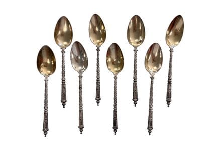 Juego de ocho cucharillas de plata y vermeil de 95