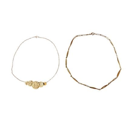 Lote de dos collares de oro amarillo de 18 quilate
