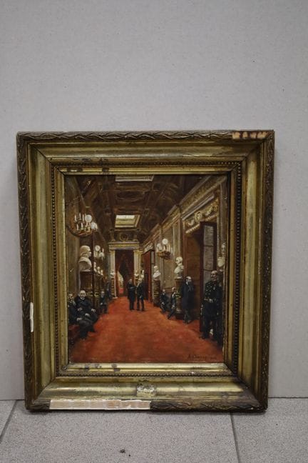 A. CORTET (XIX-XX secolo),
Scena di genere in una 