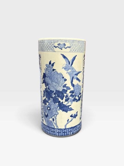Portaombrelli in ceramica smaltata con decorazioni