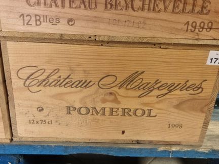 Caisse bois de douze bouteilles château Mazeyres P
