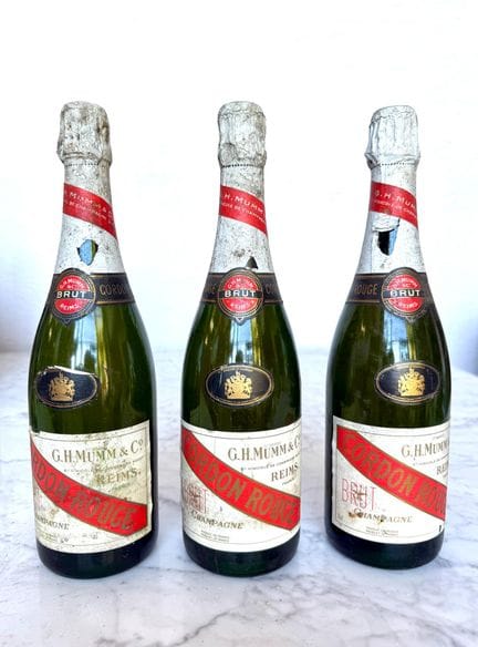 Tres botellas de champán Mum Cordon Rouge, Brut
La