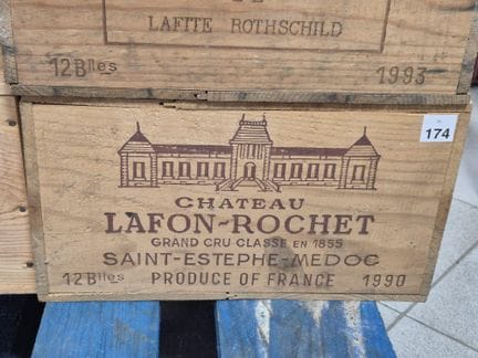 Caisse bois douze bouteilles château Lafon-Rochet 