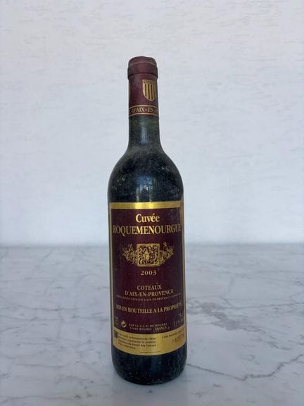 Una botella de Cuvée Roquemenourgue, Coteaux d'Aix