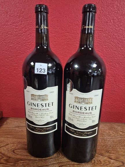 Deux bouteilles Magnums Ginestet Bordeaux 2003